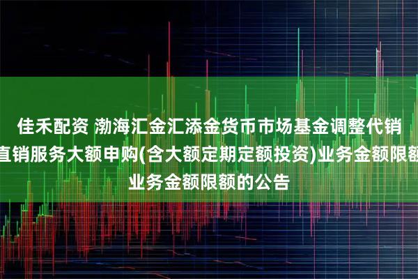 佳禾配资 渤海汇金汇添金货币市场基金调整代销机构及直销服务大额申购(含大额定期定额投资)业务金额限额的公告