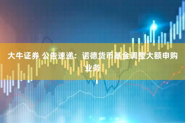 大牛证券 公告速递：诺德货币基金调整大额申购业务